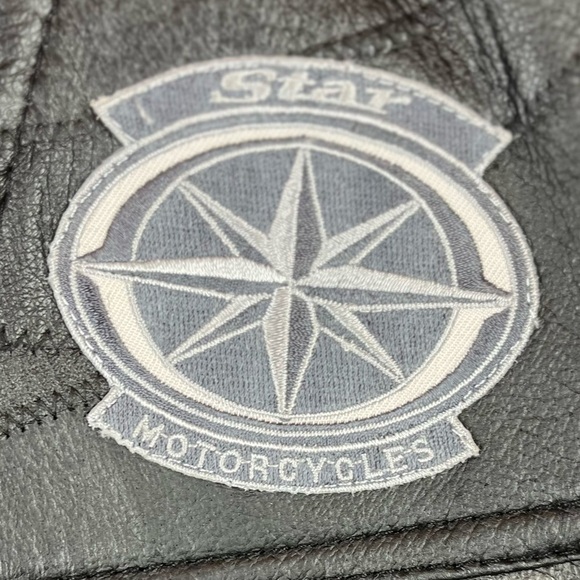 Vintage Biker Leather Vest Navarre Leather Co Patchwork STAR MOTORCYCLES - Picture 7 of 15